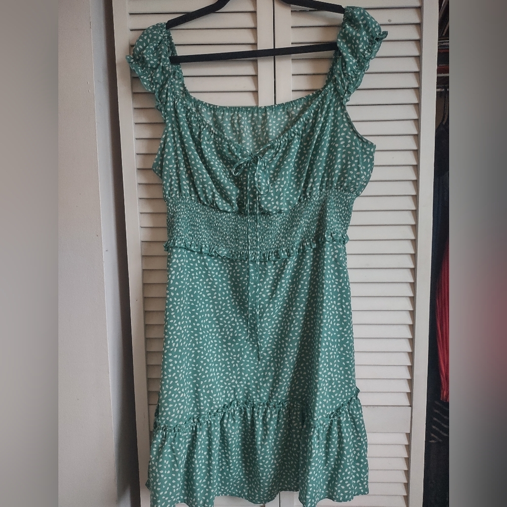 Valphsio Womens Smocked Dress Ruffle Floral Tie Front Boho Short Dresses